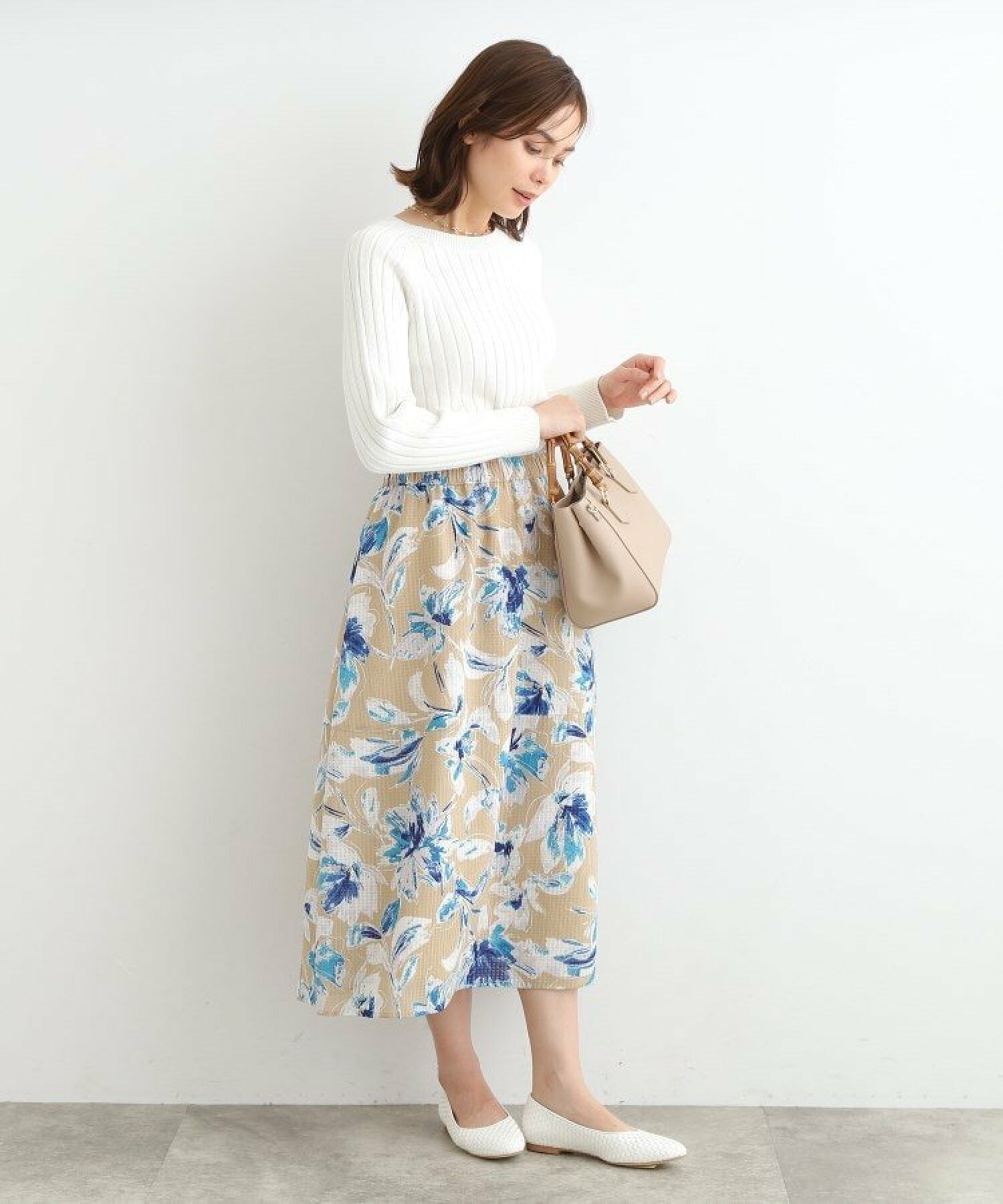 【春の新作!/洗える/日本製】アートタッチフラワースカート